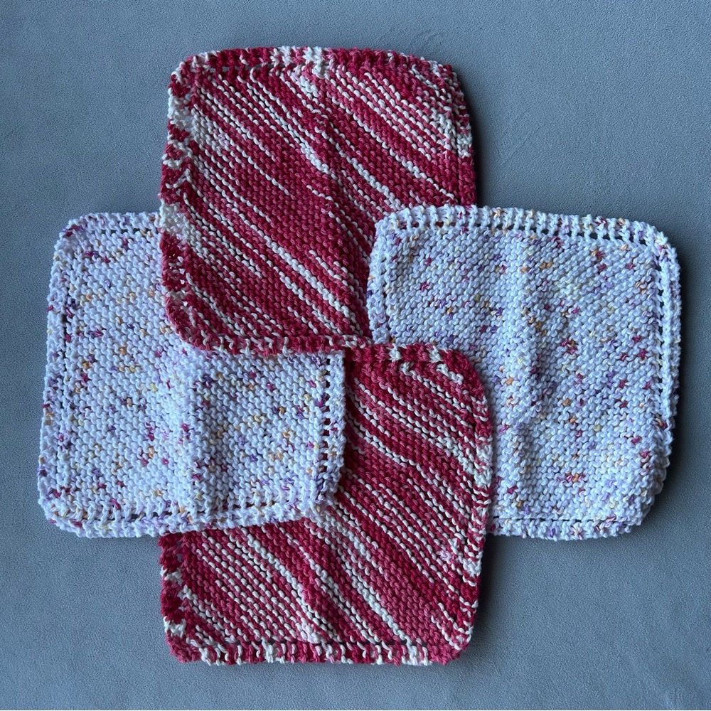 Set of 4 ~ Handknit Dishcloths ~ Made in Canada 🇨🇦 ~ Brand New! Local Business